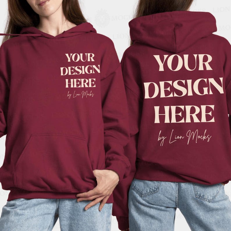 Gildan SF500 Front Back Mockup Bundle, SF500 Hoodie Men and Women ...