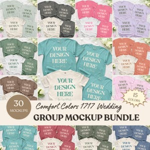 Puede incluir: Una colecci&oacute;n de treinta camisetas de manga corta en quince colores diferentes, cada una con el texto YOUR DESIGN HERE by Luxe Mockups. Las camisetas se muestran en varias disposiciones, exhibiendo una gama de tonos de tela s&oacute;lidos.
