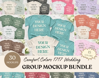 Comfort Colors 1717 Group Mockup Bundle, CC1717 Flatlay Bachelorette Multiple Shirt Mockups for Print on Demand