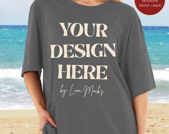 Bella Canvas 3001 asfaltmodel, strandomgeving BC3001 oversized shirt echte damesmodel (digitale download)