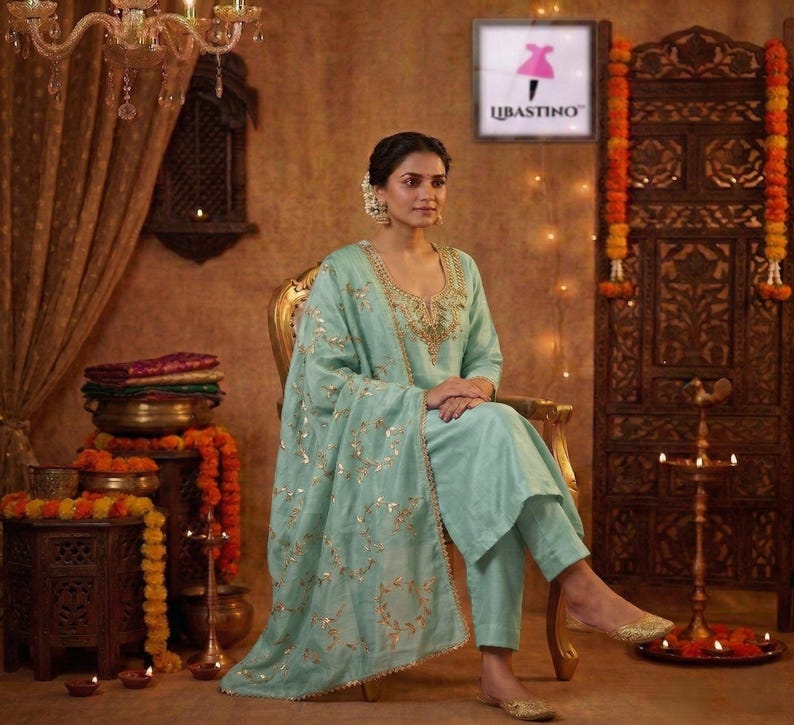 Hand Embroidered Pink Salwar Kameez for Women: Handmade Punjabi Suit for Weddings image 10