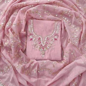 Hand Embroidered Pink Salwar Kameez for Women: Handmade Punjabi Suit for Weddings Pink