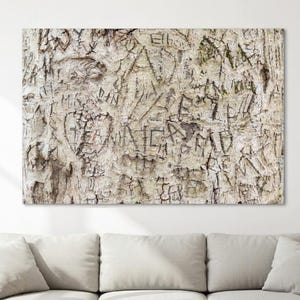 Gesneden initialen en harten boomschors rustieke textuur muurkunst | Directe digitale download