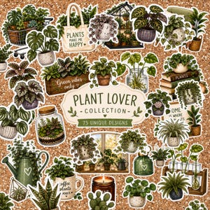 Klistermärken från Plant Lover Collection | 75 unika krukväxtdesigner (välj förpackningsstorlek)