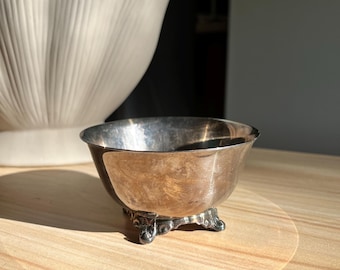 Vintage Silver Style Mini Footed  Bowl | Mid Century Serving Dish | Claw Foot Trinket Dish
