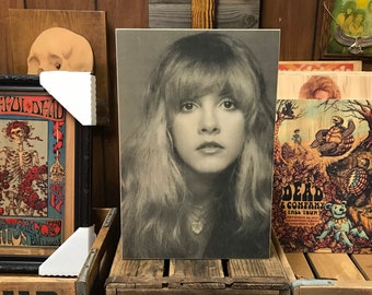 Stevie Nicks Face Fleetwood Mac Handmade Wood Poster 10.25x15.25