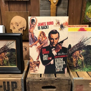 James Bond From Russia With Love Movie Handmade Wood Poster 10.25x16.25
