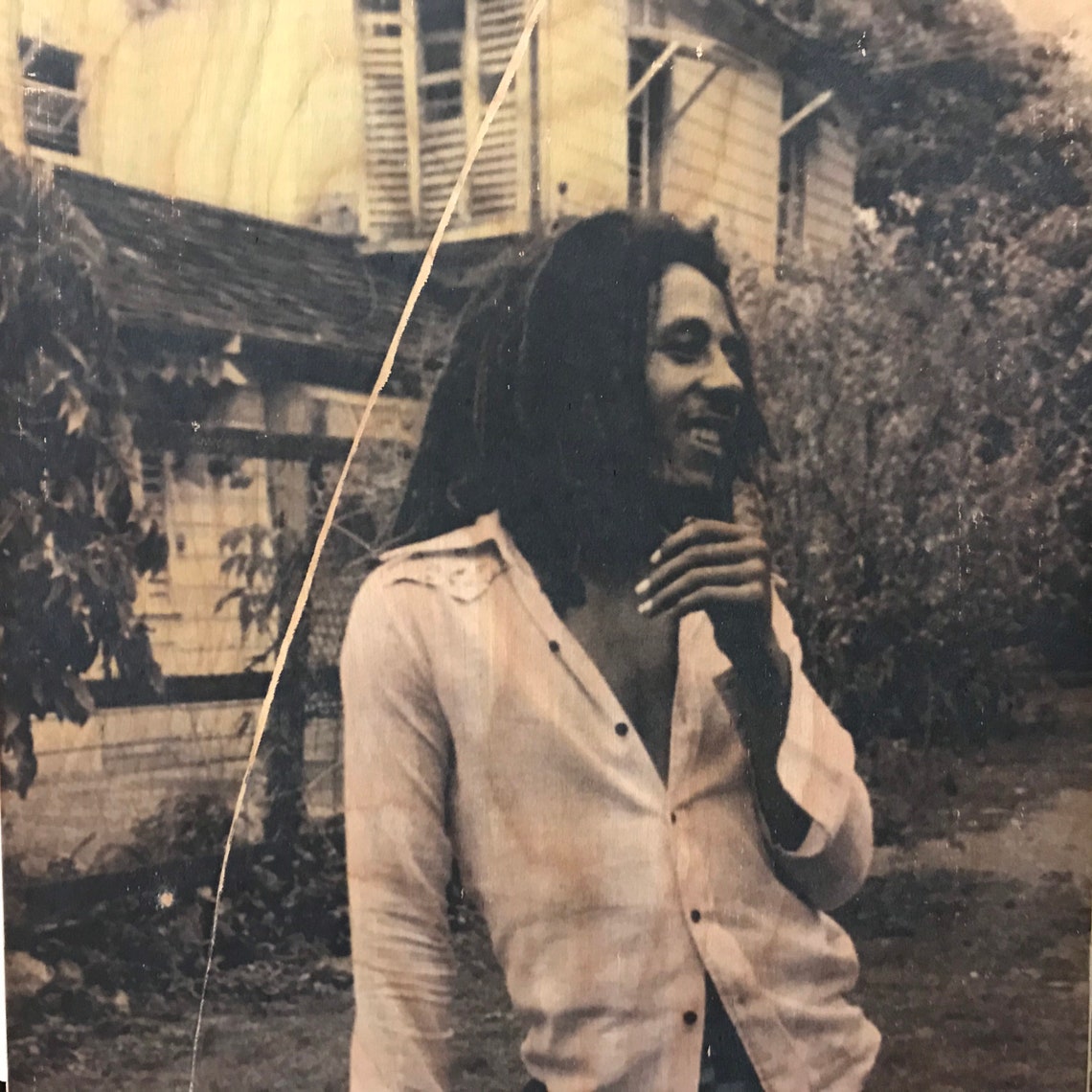 Bob Marley With Guitar Colorized Handmade Wood Poster 12x23 | Etsy