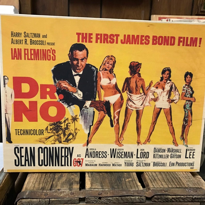 James Bond 007 Dr. No Movie Handmade Wood Poster 10.25x13.25 image 4