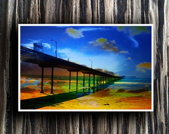 Ocean Beach Pier Rainbow Sunset 11x17 Limited Edition Poster Print