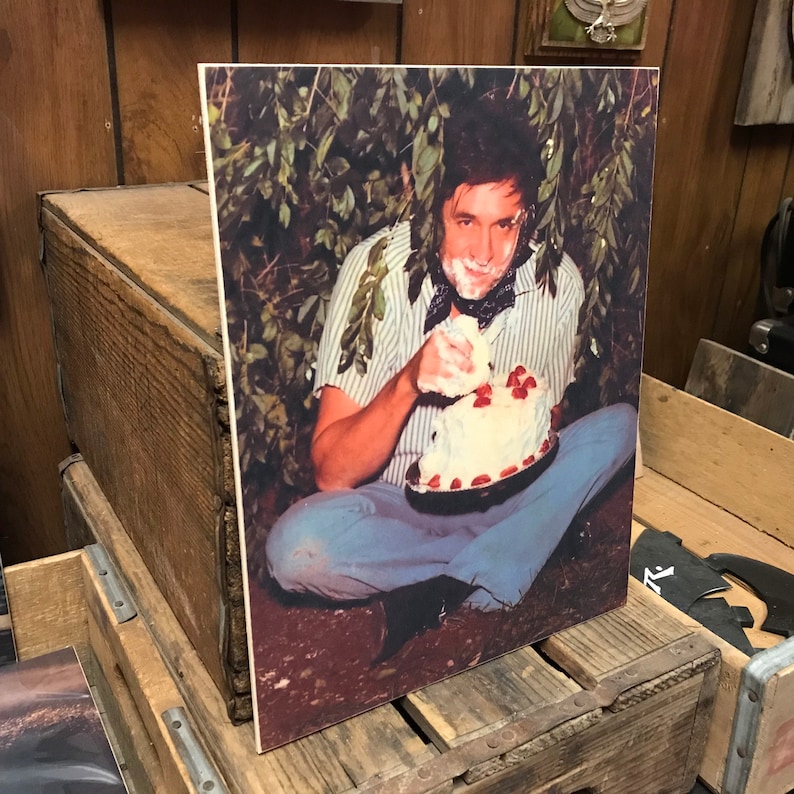 Johnny Cash Eating Cake High in the Bushes Handmade Wood Etsy