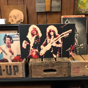 Robert Plant Jimmy Page LED Zeppelin Handmade Wood Poster 10.25x16.25