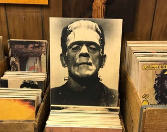 Frankenstein Boris Karloff Handmade Wood Poster 10.25x16.25