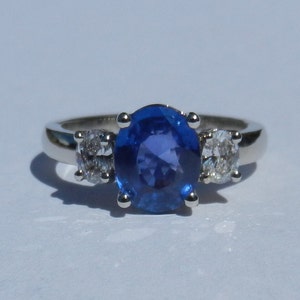 GIA Certified Natural Untreated 2.16 Carat Sapphire Diamond Engagement Ring 14kt White Gold
