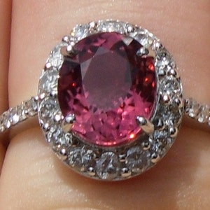 GIA Certified Natural Untreated 2.63 CT Pink Tourmaline & Diamond Ring 14KT Gold image 6