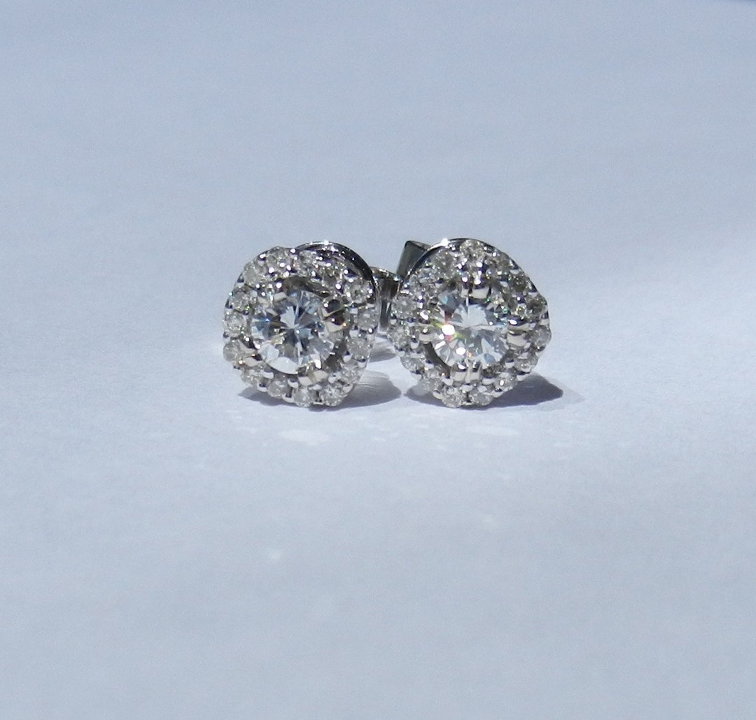 Untreated Natural .56 Carat Diamond Earrings 14kt Solid Gold - Etsy