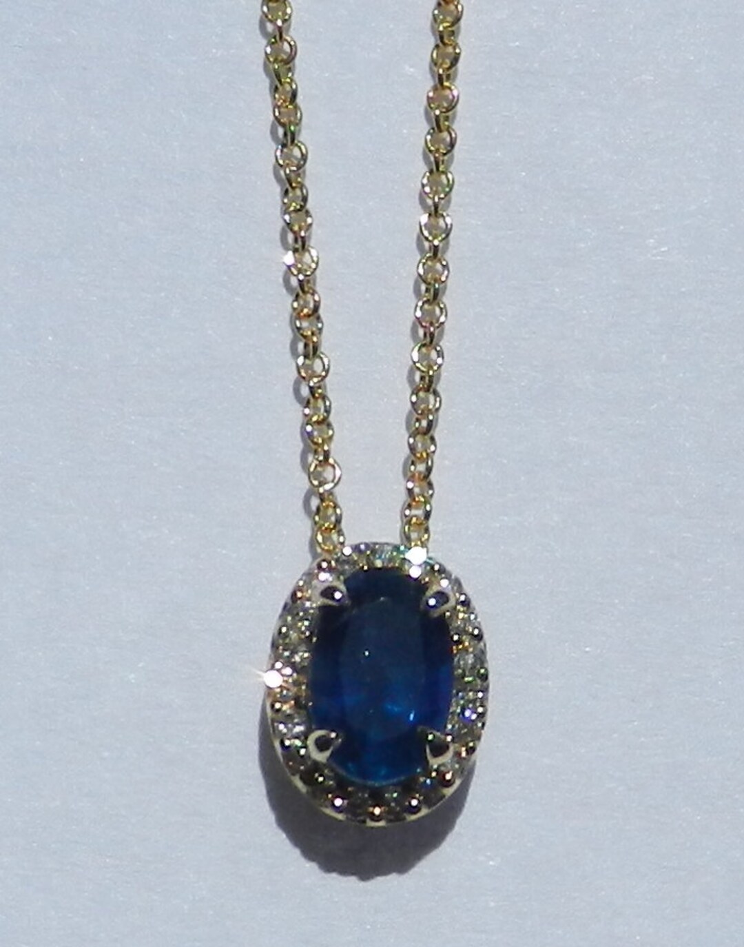 Natural Ceylon .83 Carat Sapphire & Diamond Pendant 14kt - Etsy