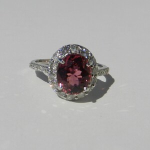 GIA Certified Natural Untreated 2.63 CT Pink Tourmaline & Diamond Ring 14KT Gold image 2