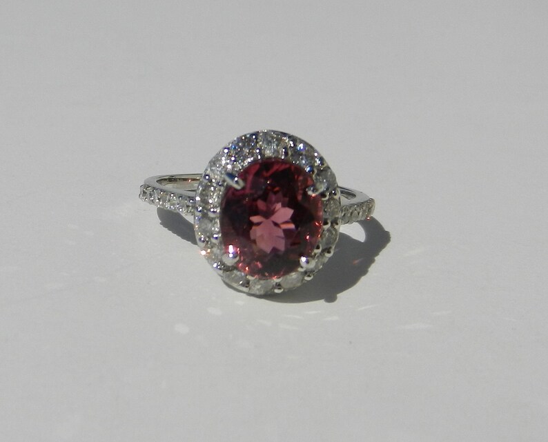 GIA Certified Natural Untreated 2.63 CT Pink Tourmaline & Diamond Ring 14KT Gold image 2