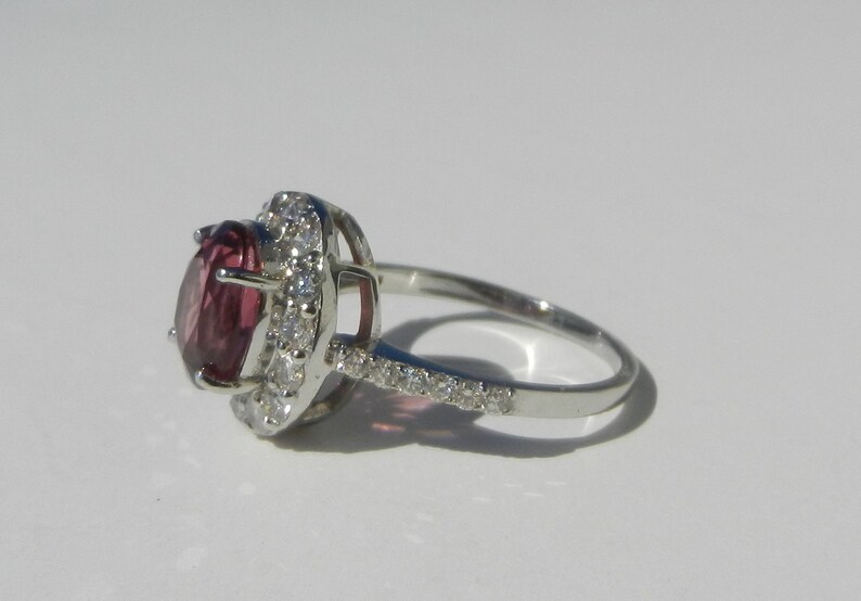 GIA Certified Natural Untreated 2.63 CT Pink Tourmaline & Diamond Ring 14KT Gold image 4