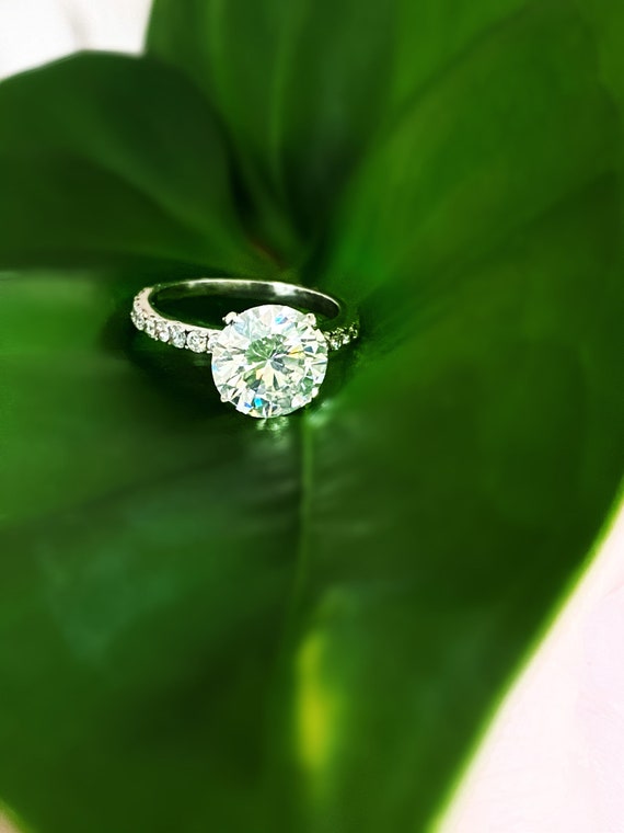 Natural 3.79 Carat Diamond Engagement Ring Solid 9