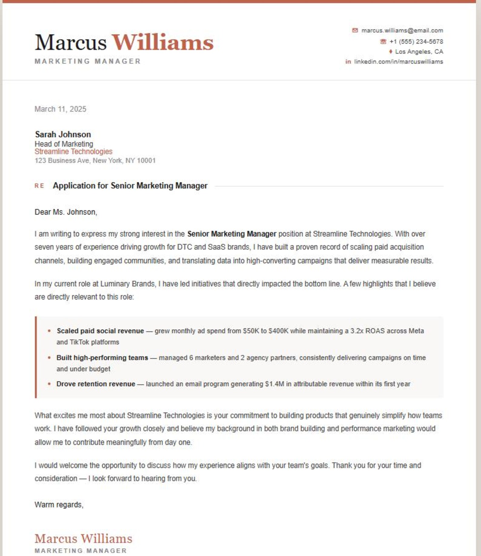 ATS Friendly Cover Letter Template Professional Resume Match (instant