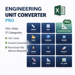 Unit Converter Pro: Hoja de cálculo de Excel / Herramienta de conversión de unidades de ingeniería / 17 categorías 135+ unidades