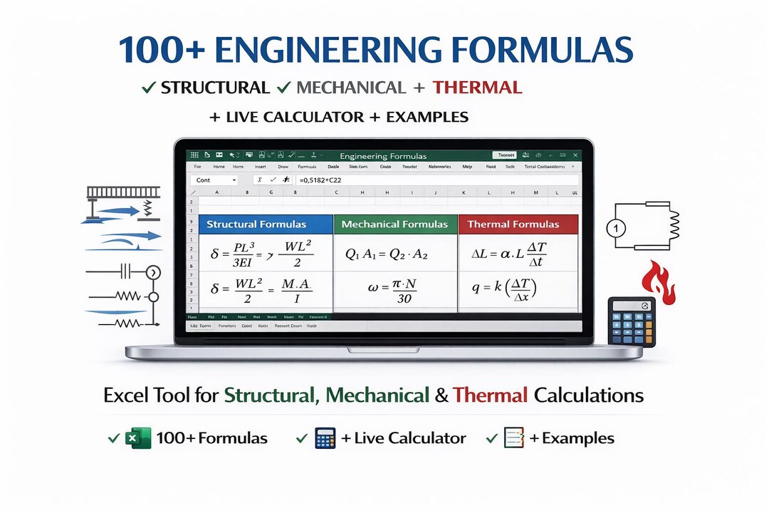 Engineering Formulas Excel Spreadsheet – Structural, Mechanical ...