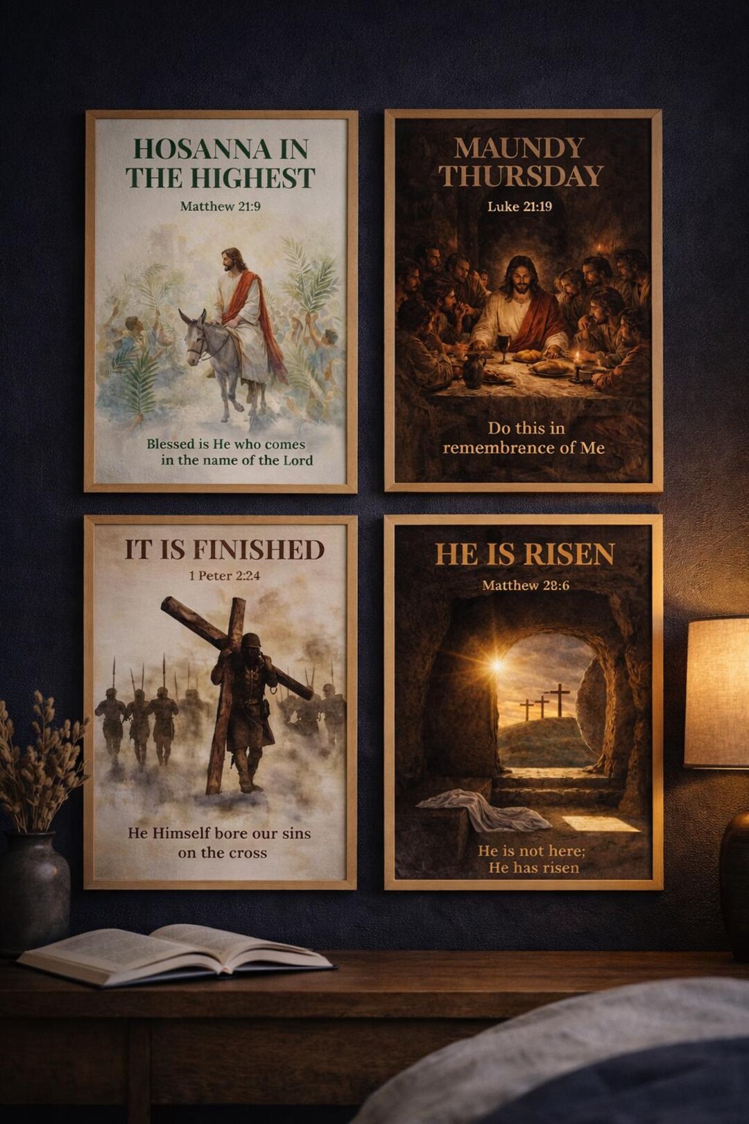 Holy Week Print Holy Week Printable Set | Christian Wall Art | Bible Verse Prints ...