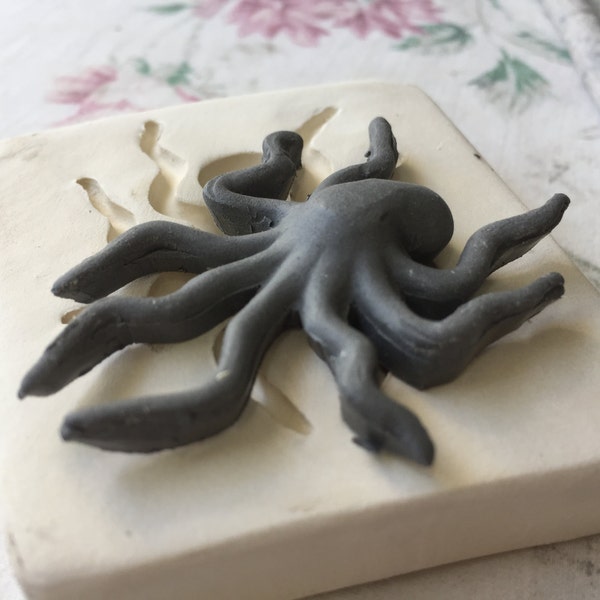 OS Octopus Clay Sprig Octopi Pottery Press Mold or Push Mold Clay Stamp for Ceramic Decoration and Texture