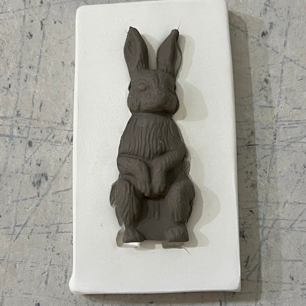 RF Rabbit Hare Pottery Press Mold Relief Mold or Sprig Mold Bisque Clay for Ceramic Decoration and Texture