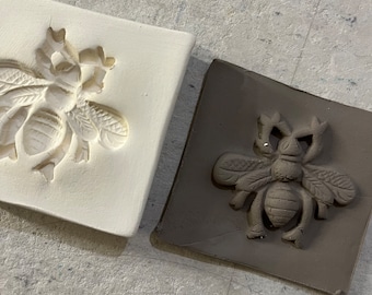 Medium Bee Press Mold Relief Mold or Sprig Mold Bisque Clay for Ceramic Decoration and Texture