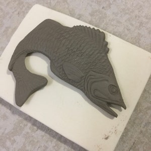 F Clay Sprig Mold - Fish Press Mold - Relief Mold or Sprig Mold for Ceramic Decoration