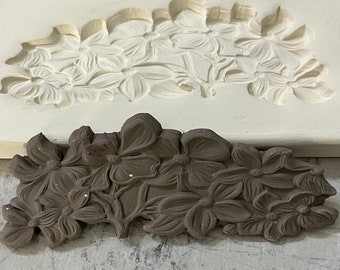 HB Hydrangea Bar Pottery Press Mold Relief or Sprig Mold Bisque Clay Stamp for Decoration and Texture