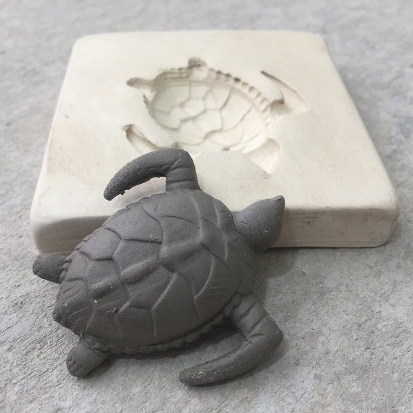 STS Clay Sprig Mold Small Sea Turtle Pottery Press Mold Relief Mold or Sprig Mold Bisque Clay for Ceramic Decoration and Texture White