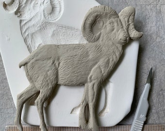 Ram Bisque Sprig Mold for Pottery Decorating and Texture
