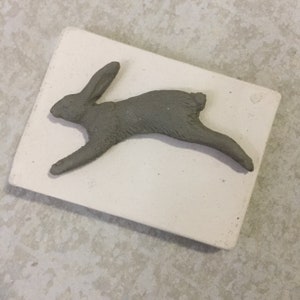 RR Small Rabbit Hare Pottery Press Mold Relief Mold or Sprig Mold Bisque Clay for Ceramic Decoration and Texture