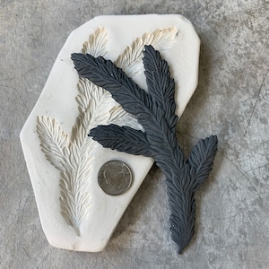 PB Pine Bough Large Sprig Bisque Sprig Mold for Pottery Decorating and Texture