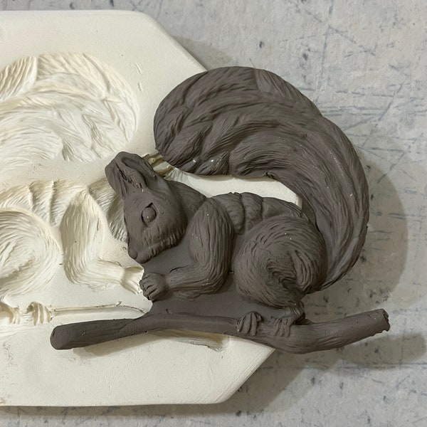 SQS Clay Sprig Squirrel Pottery Press Mold Relief Mold or Sprig Mold Bisque Clay Sprig for Ceramic Decoration and Texture