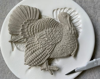 TB Turkey Press Mold Relief Mold or Sprig Mold Bisque Clay Press Mold for Ceramic Decoration and Texture