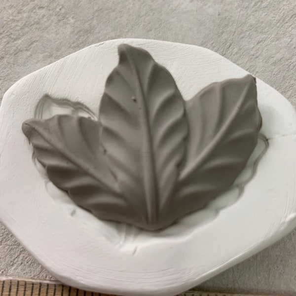 Ceramic Sprig Mold- Triple Leaf Press Mold - Relief Mold or Sprig - Press Mold - Push Mold for Ceramic Decoration and Texture