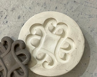 CKM Celtic Square Weave Sprig Press Mold Relief or Sprig Mold Bisque Clay for Decoration and Texture