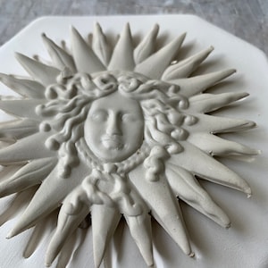 SGM Clay Sprig Medusa Sun God Face Pottery Press Mold Relief Mold or Sprig Mold Bisque Clay Sprig for Ceramic Decoration and Texture