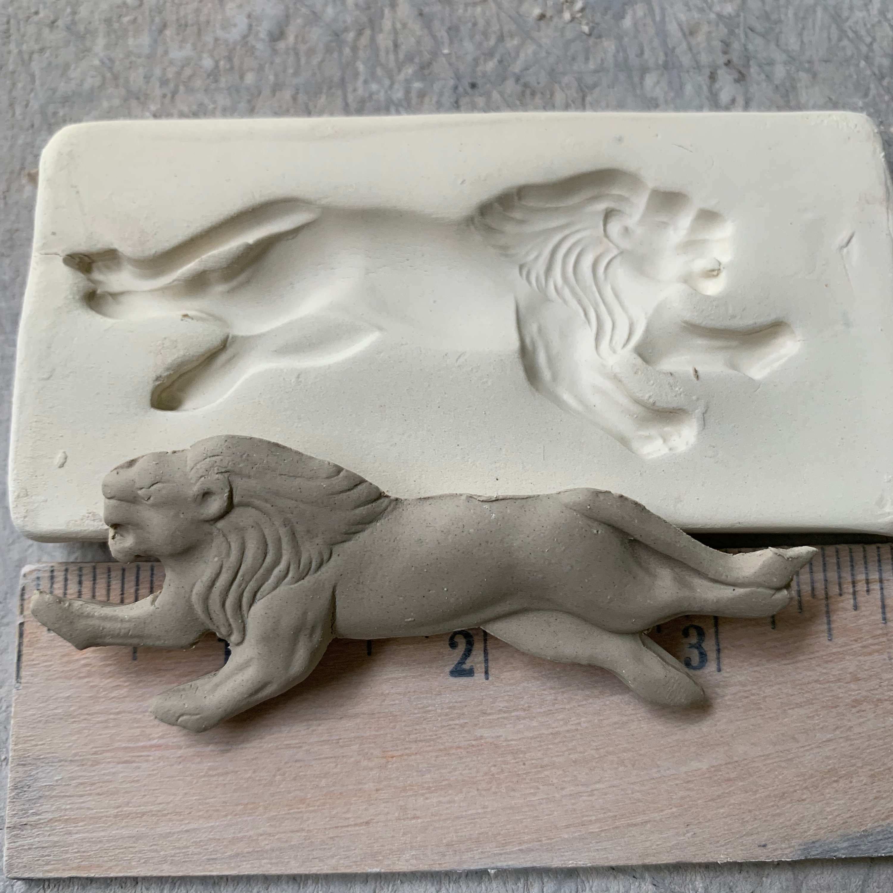 Lion Bisque Sprig Mold for Pottery Decorating and Texture Etsy