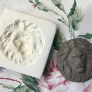 LHS Small Clay Lion Head  Pottery Press Mold Relief Mold or Sprig Mold Bisque Clay for Ceramic Decoration and Texture