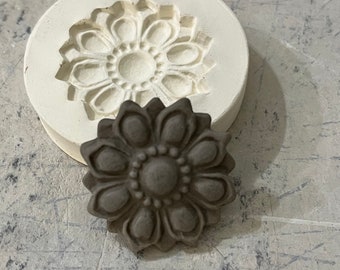 FJ2 Floral Jewel Clay Sprig Mold Pottery Press Mold Relief Mold or Sprig Mold Bisque Clay for Ceramic Decoration and Texture