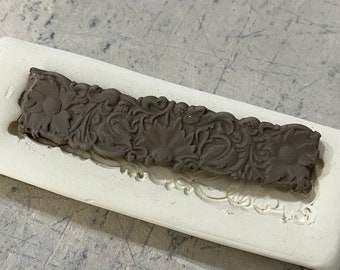 FB Floral Bar Pottery Press Mold Relief or Sprig Mold Bisque Clay Stamp for Decoration and Texture