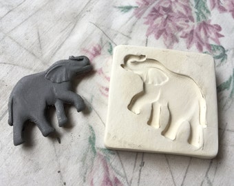 ELF Clay Sprig Mold Small Elephant Left Pottery Press Mold Relief Mold or Sprig Mold Bisque Clay for Ceramic Decoration and Texture