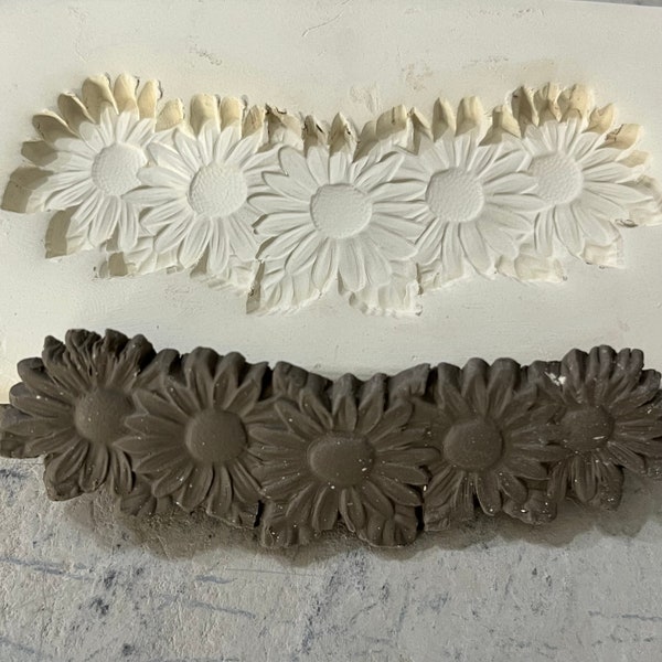 DB Daisy Bar Pottery Press Mold Relief or Sprig Mold Bisque Clay Stamp for Decoration and Texture