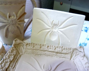 Clay Stamp Spider Pottery Press Mold Relief Mold or Sprig Mold Bisque Clay Stamp for Ceramic Decoration and Texture